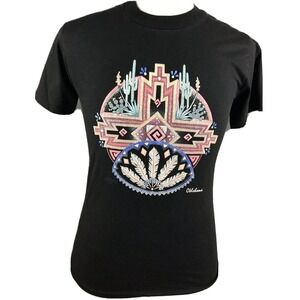 Oklahoma Vintage 90s T-Shirt Medium Native American Totem Feathers Single Stitch